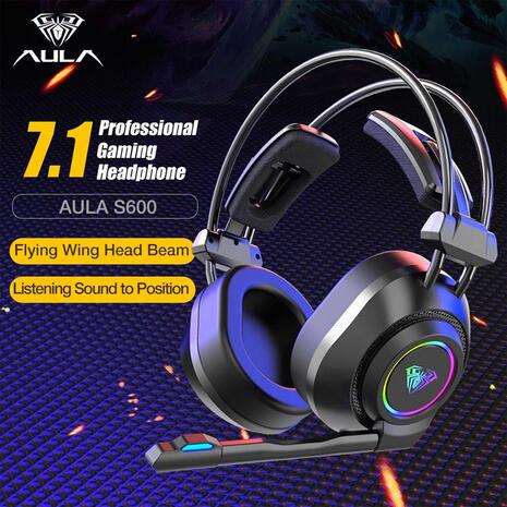 Ακουστικά AULA gaming headset Mountain S600, RGB, USB, 50mm, μαύρο